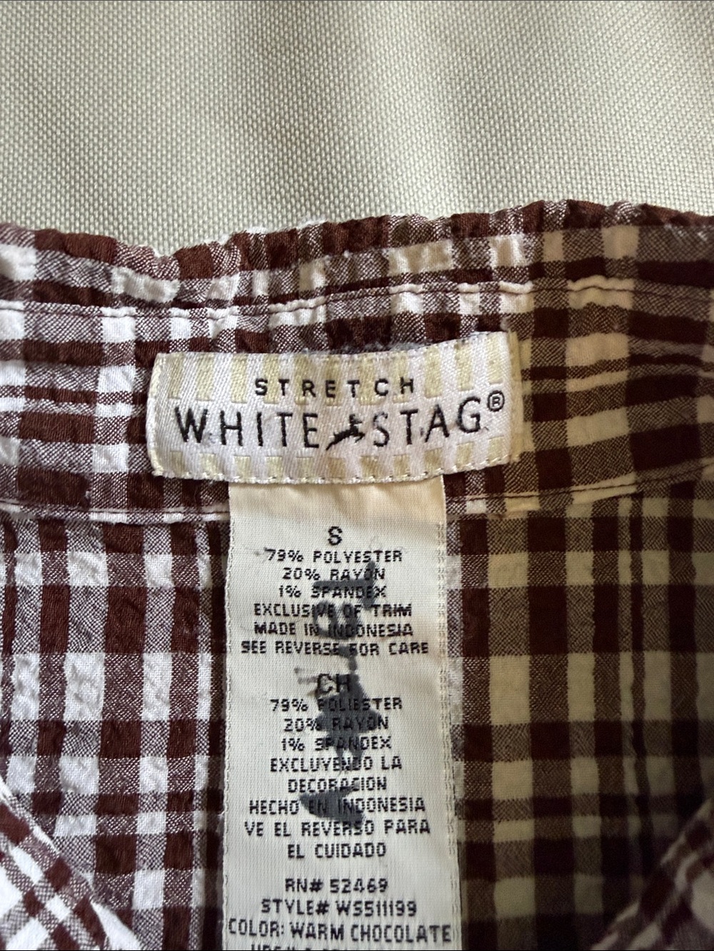 White Stag Brown & White Plaid Stretch Sleeveless Button-Up - Picture 2 of 4